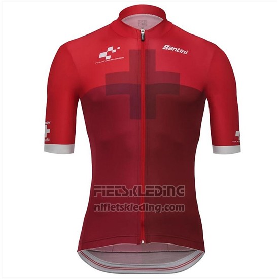 2018 Fietskleding Tour de Suisse Cross Rood Korte Mouwen en Koersbroek